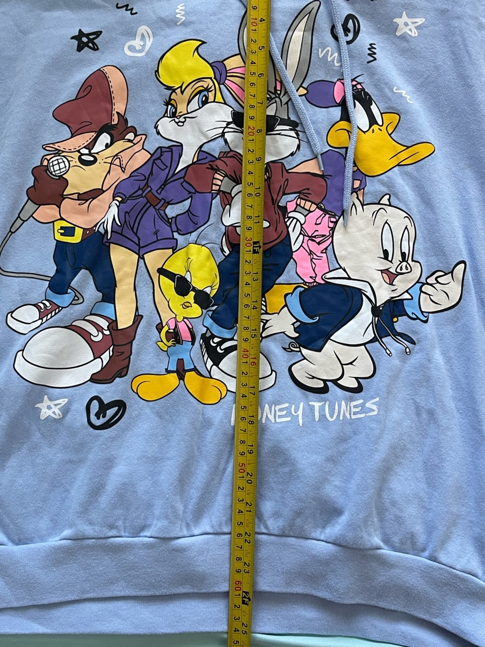 Warner Bros. Light Blue Looney Tunes Crewneck Hoodie Sweater - Men, Size XL - Picture 5 of 7